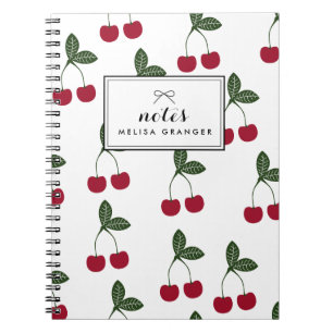 Red Cherries Pattern Personalised Notebook