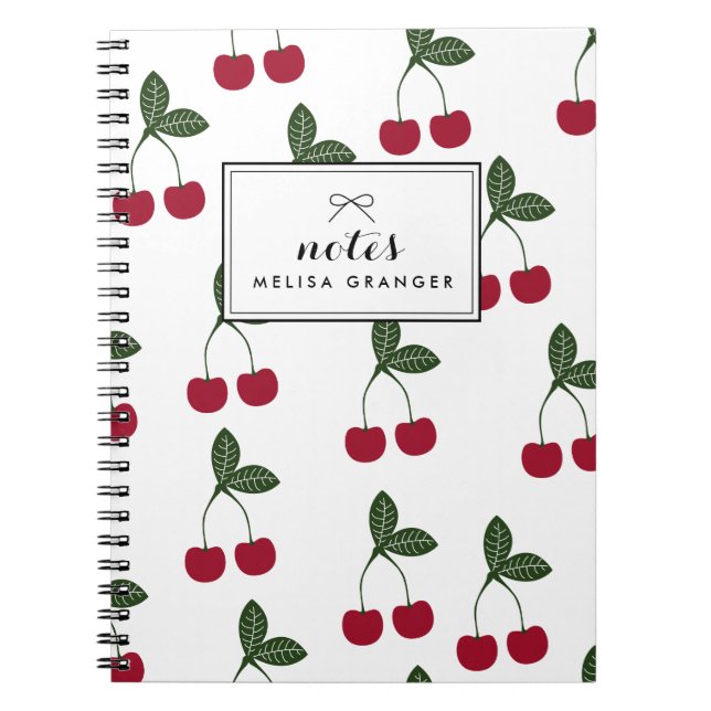 Red Cherries Pattern Personalised Notebook (Front)