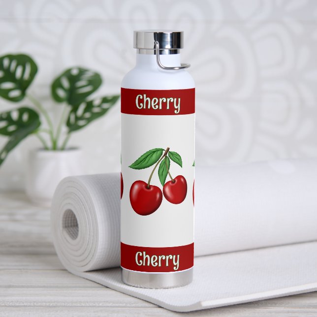 Red Cherries Personalised Water Bottle (Yoga)