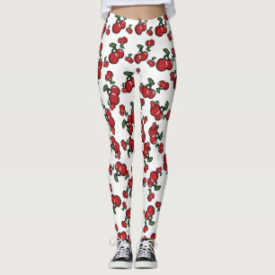 Red Cherries & White (Any Colour) Cute Fruit Leggings