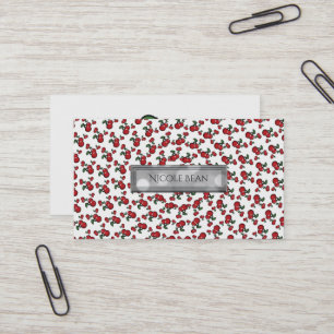 Red Cherries White (Any Colour) Fruity Personalise Business Card