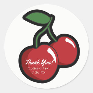 Red Cherries White Custom Party Favour Classic Round Sticker
