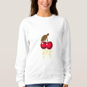 Red Cherries with Dripping Cream Graphic Sweatshirt
