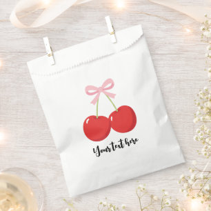 Red Cherries with Pink Bow Coquette Birthday Party Favour Bags