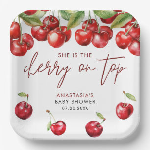 Red Cherry Baby Shower Paper Plate