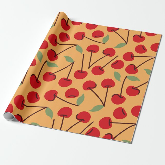 red cherry berries  wrapping paper (Unrolled)