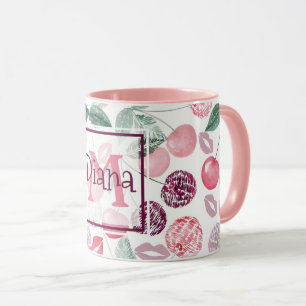 Red cherry berry fruit stylish coffee mug