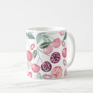 Red cherry berry fruit stylish coffee mug