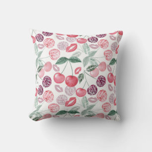 Red cherry berry fruit stylish cushion