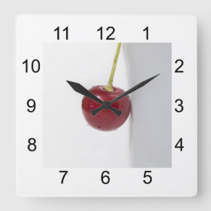Red Cherry Berry Square Wall Clock