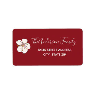 Red Cherry Blossom - Address Label