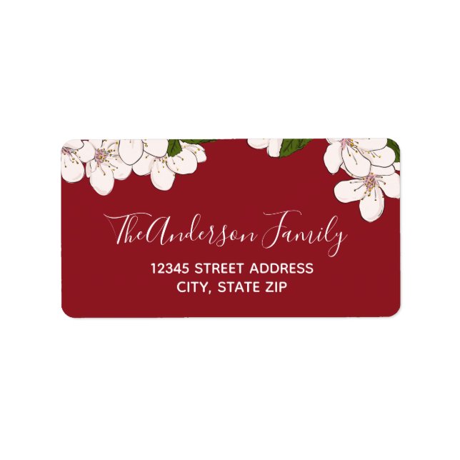 Red Cherry Blossom - Address Label (Front)