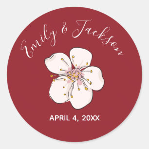 Red Cherry Blossom - Circle Sticker