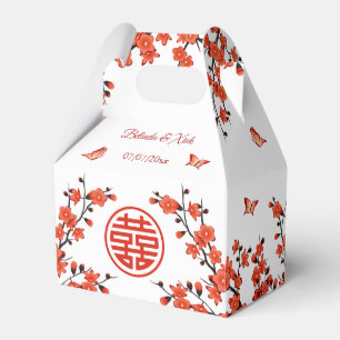 Red Cherry Blossom    Custom Chinese Wedding  Favour Box