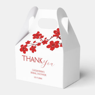 Red Cherry Blossom Floral Bridal Shower Favour Box