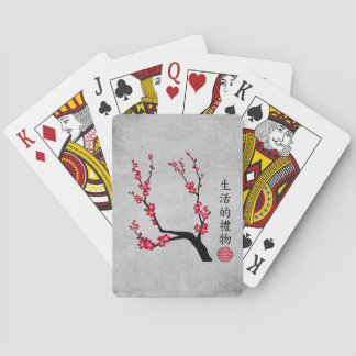 Red cherry blossom three art "Gift of life" Playing Cards