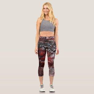 Red Cherry Blossom Tree  Capri Leggings