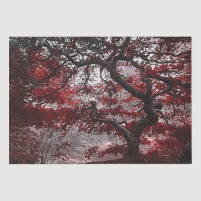 Red Cherry Blossom Tree  Tissue Paper (Front)