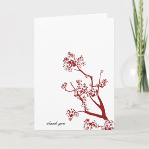 Red Cherry Blossom Wedding Thank You Cards