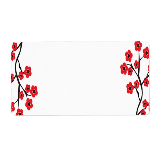 Red Cherry Blossoms Label (Front)