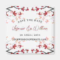 Red Cherry Blossoms Sakura Flowers Save The Date