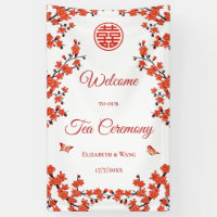 Red Cherry Blossoms White Tea Ceremony