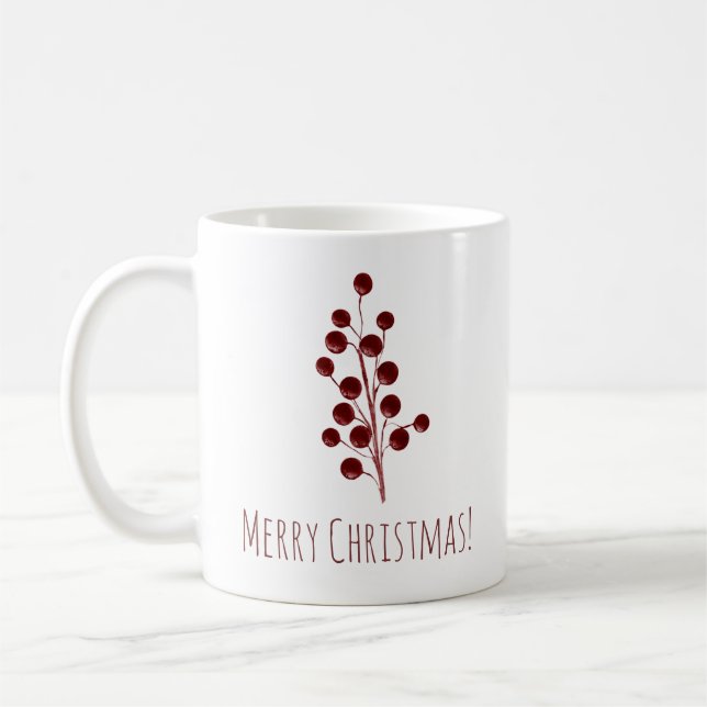 Red cherry christmas  coffee mug (Left)
