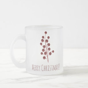 Red cherry christmas frosted glass coffee mug