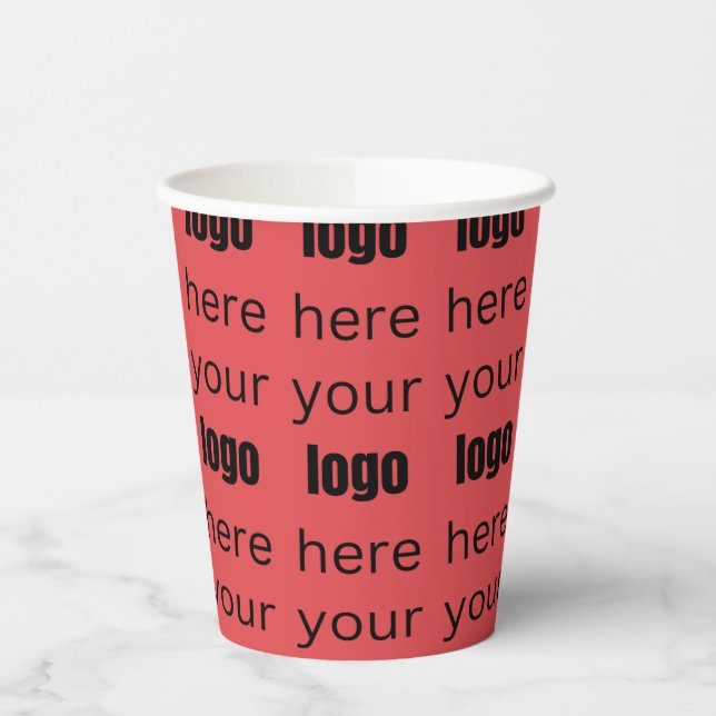 Red Cherry Christmas Holiday Business Logo Tiled  Paper Cups (Left)