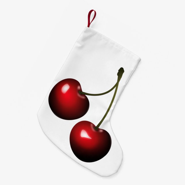 Red Cherry Christmas Stocking (Front (Hanging))