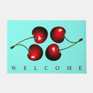 Red Cherry Doormat Welcome Your Colours