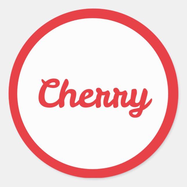 RED Cherry Flavour Round Sticker (Front)