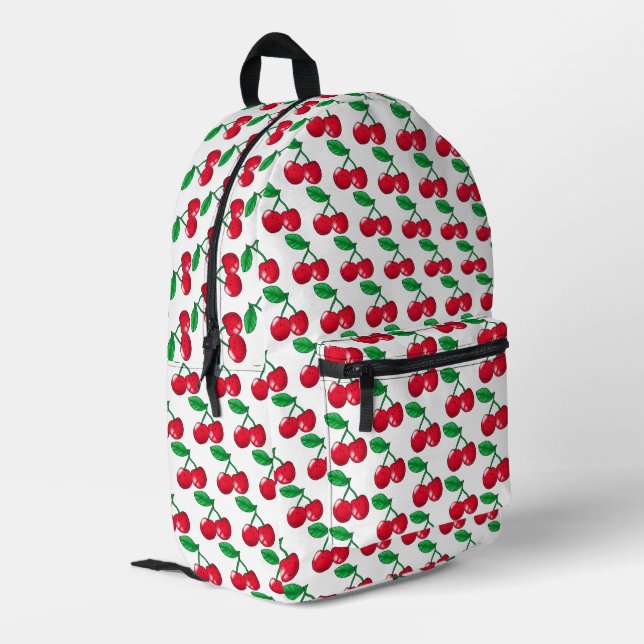 red cherry friends printed backpack (Back Corner Left)