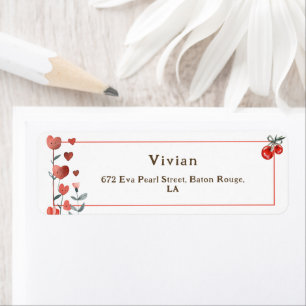 Red Cherry Heart Floral Retrun Address