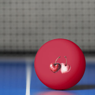 Red Cherry Hearts Ping Pong Ball