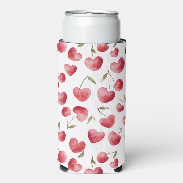 Red Cherry Hearts Seltzer Can Cooler (Seltzer Front)