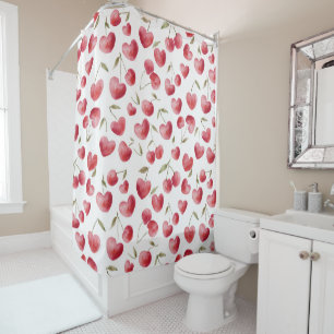Red Cherry Hearts Shower Curtain