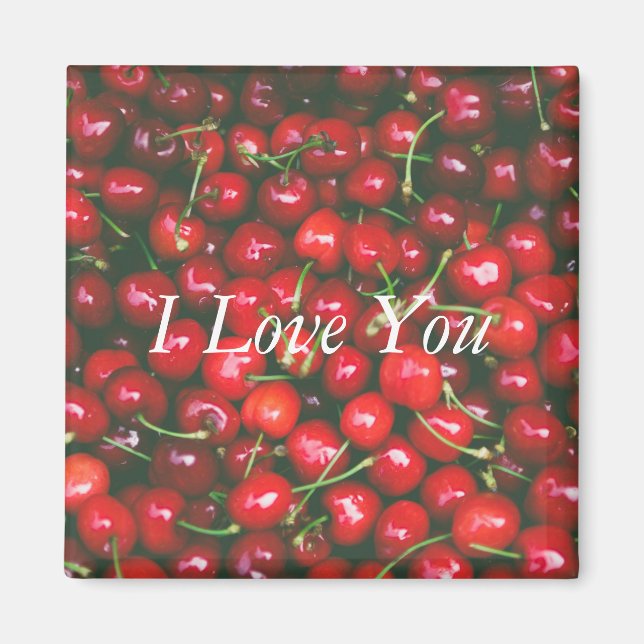 Red Cherry - I Love You (customisable text) Magnet (Front)