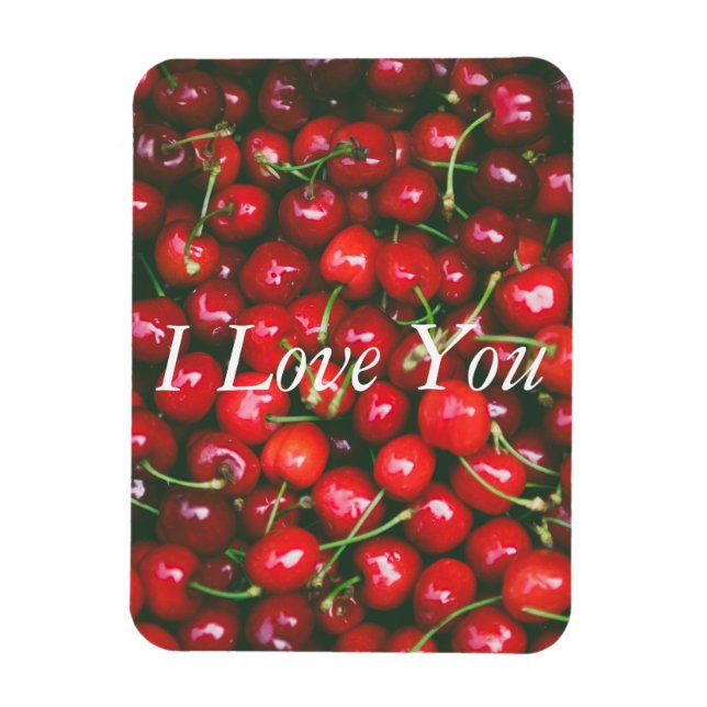 Red Cherry - I Love You (customisable text) Magnet (Vertical)