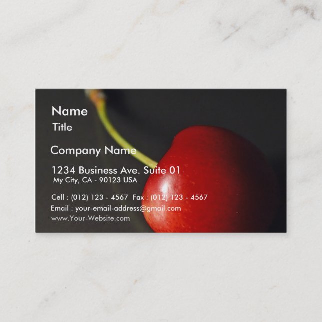 Red Cherry In Dark Business Card (Front)