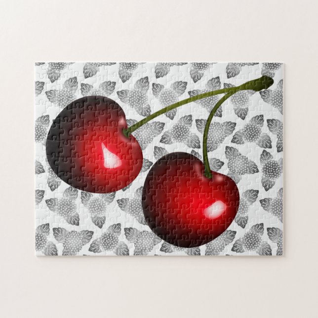 Red Cherry Jigsaw Puzzle Sweet Cherries Gift (Horizontal)