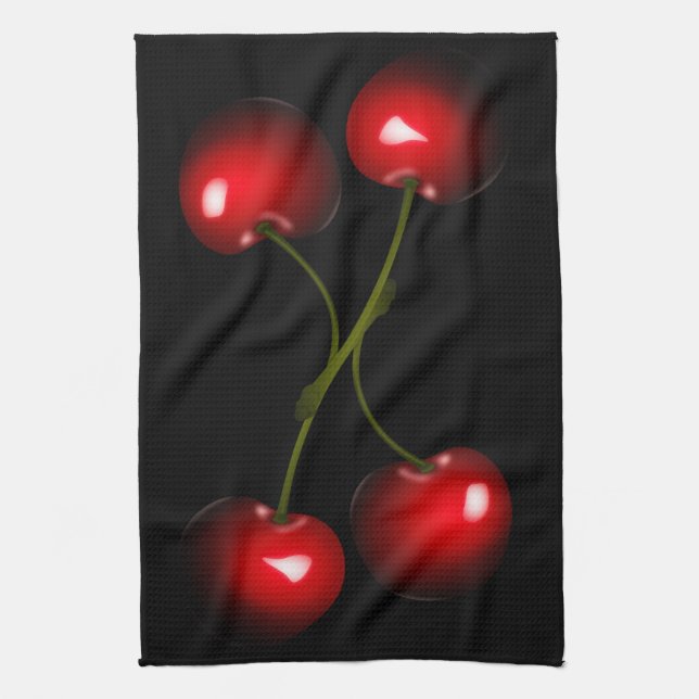 Red Cherry Kitchen Towel - Custom Colours (Vertical)