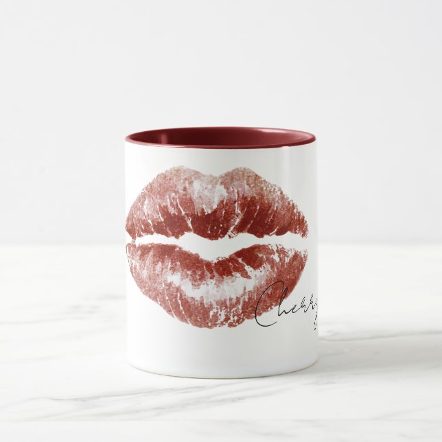 Red Cherry Lips Kiss Mug (Center)