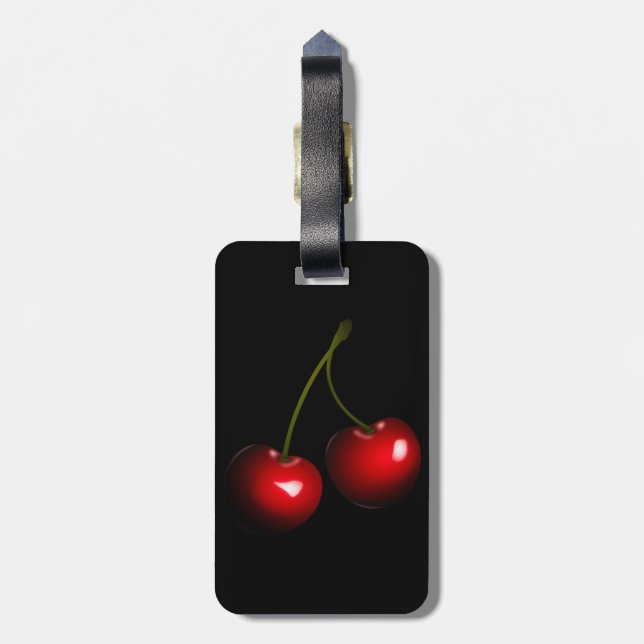 Red Cherry Luggage Tag - Customisable (Back Vertical)