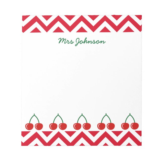 Red cherry notepad for teacher | Personalised name (Front)