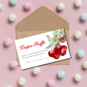 Red Cherry on Top Baby shower Diaper Raffle Enclosure Card