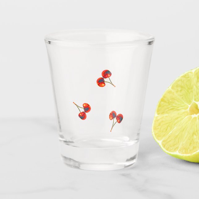 Red Cherry Paint Touch Shot Glass (Front)