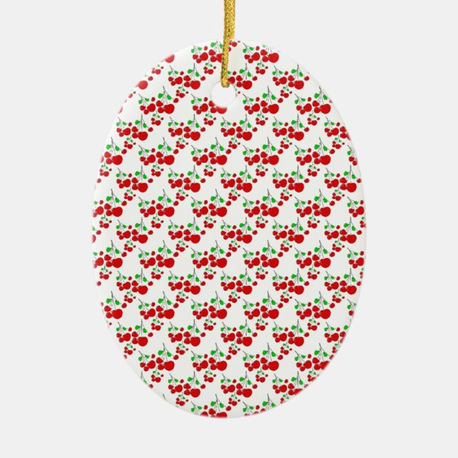 Red cherry pattern accessories - cherries by LeahG Ceramic Tree Decoration (Front)