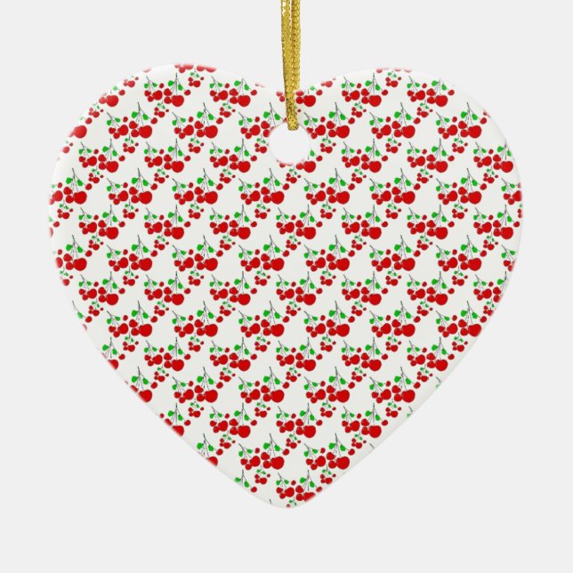 Red cherry pattern accessories - cherries by LeahG Ceramic Tree Decoration (Front)