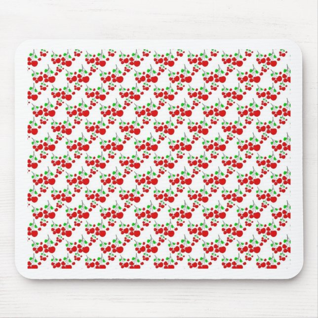 Red cherry pattern accessories - cherries by LeahG Mouse Mat (Front)